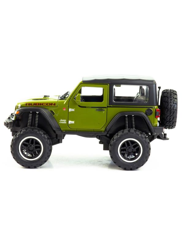 Металлическая машинка Mini Auto 1:20 «Jeep Wrangler Rubicon» 2402B-2, 20 см. инерционная, свет, звук / Зеленый