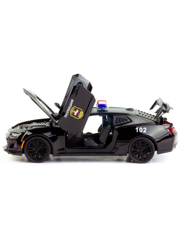 Металлическая машинка Che Zhi 1:24 «Chevrolet Camaro: Служебная» CZ126J, инерционная, свет, звук / Черный