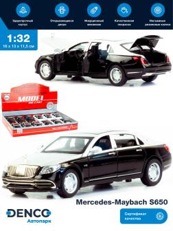 Металлическая машинка Double Horses 1:32 «Mercedes-Maybach S650» 32681, 16.5 см., инерционная, свет, звук / Черный с белой крышей