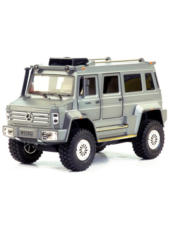 Металлическая машинка XLG 1:24 «Mercedes-Benz Unimog U 5000» 20,5 см. M929Q инерционная, свет, звук / Серебристый