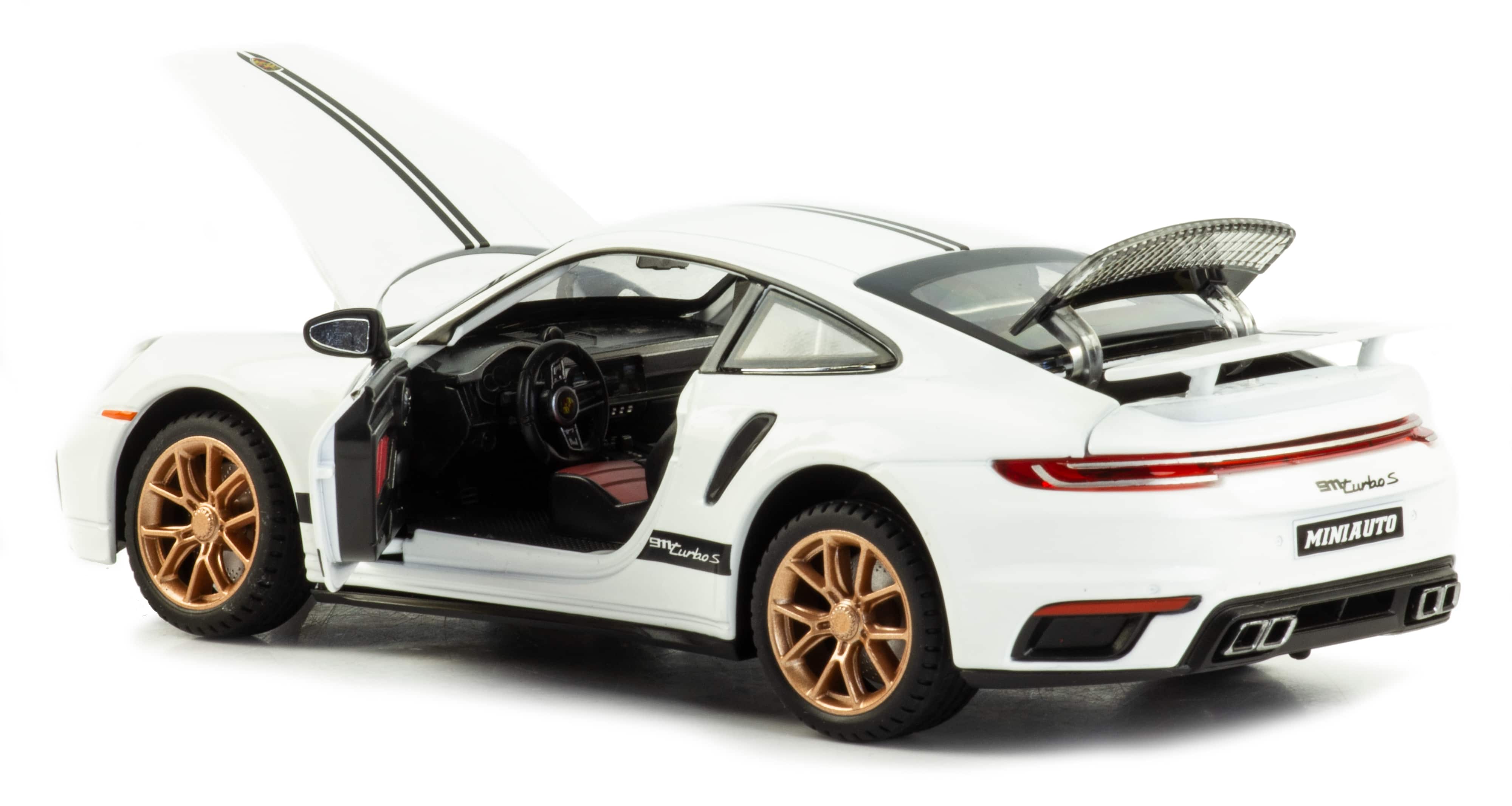 Металлическая машинка Mini Auto 1:24 «Porsche 911 Turbo S» 2404В, свет, звук, инерционная / Микс