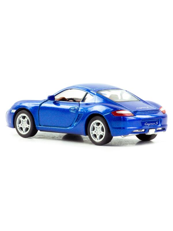 Металлическая машинка Kinsmart 1:34 «Porsche Cayman S» KT5307D, 12,5 см., инерционная / Синий