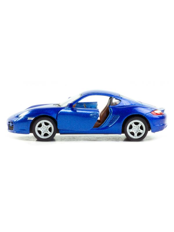 Металлическая машинка Kinsmart 1:34 «Porsche Cayman S» KT5307D, 12,5 см., инерционная / Синий