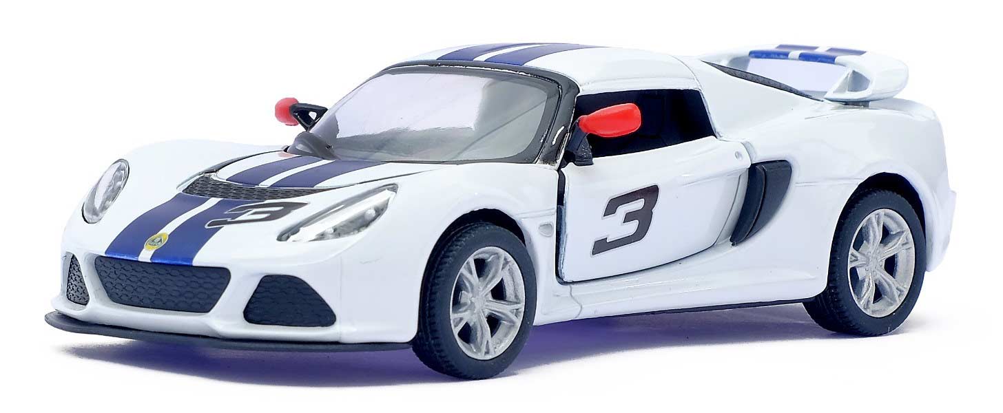 Металлическая машинка Kinsmart 1:32 «2012 Lotus Exige S (C принтом)» KT5361DF инерционная / Белый