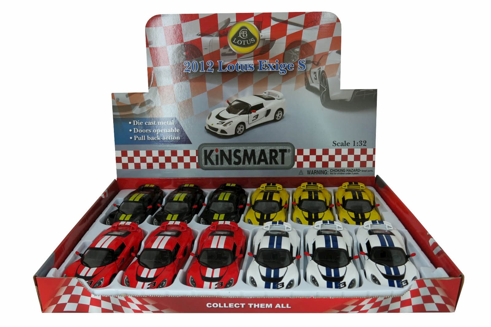 Металлическая машинка Kinsmart 1:32 «2012 Lotus Exige S (C принтом)» KT5361DF инерционная / Белый