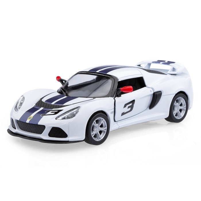 Металлическая машинка Kinsmart 1:32 «2012 Lotus Exige S (C принтом)» KT5361DF инерционная / Белый