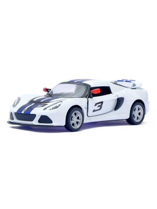 Металлическая машинка Kinsmart 1:32 «2012 Lotus Exige S (C принтом)» KT5361DF инерционная / Белый