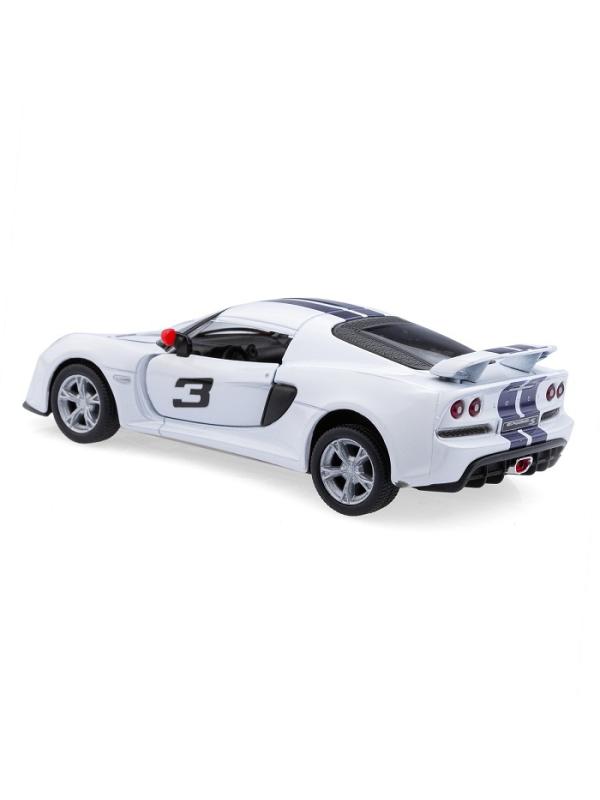 Металлическая машинка Kinsmart 1:32 «2012 Lotus Exige S (C принтом)» KT5361DF инерционная / Белый