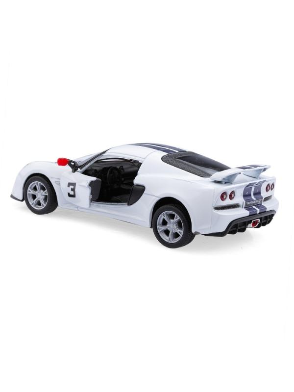 Металлическая машинка Kinsmart 1:32 «2012 Lotus Exige S (C принтом)» KT5361DF инерционная / Белый