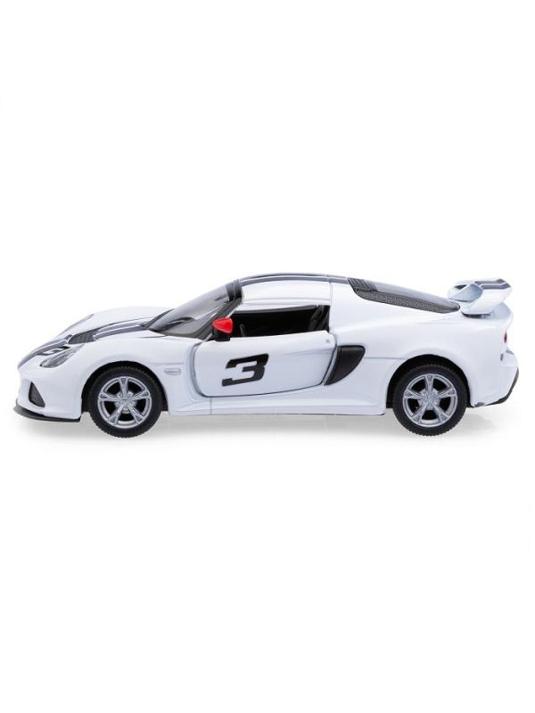 Металлическая машинка Kinsmart 1:32 «2012 Lotus Exige S (C принтом)» KT5361DF инерционная / Белый