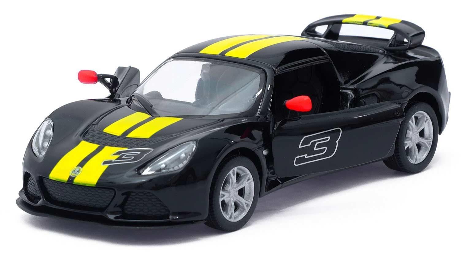 Металлическая машинка Kinsmart 1:32 «2012 Lotus Exige S (C принтом)» KT5361DF инерционная / Черный