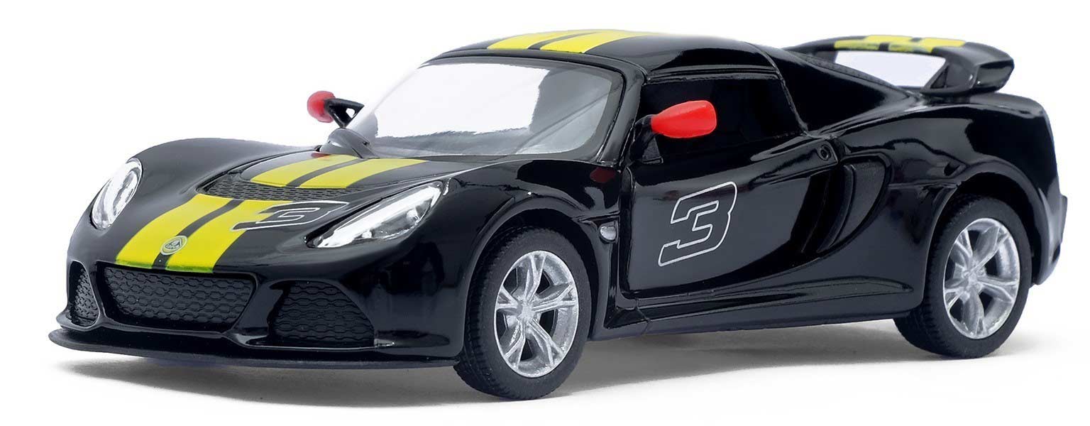 Металлическая машинка Kinsmart 1:32 «2012 Lotus Exige S (C принтом)» KT5361DF инерционная / Черный