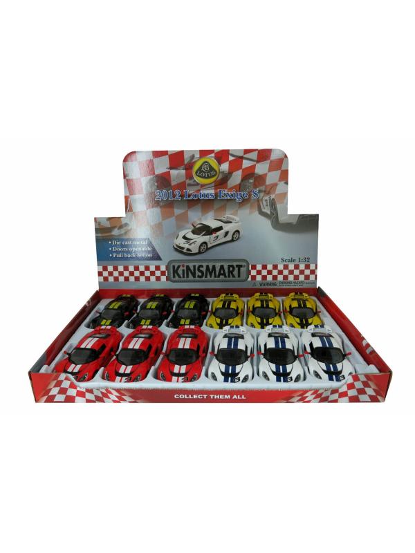 Металлическая машинка Kinsmart 1:32 «2012 Lotus Exige S (C принтом)» KT5361DF инерционная / Черный