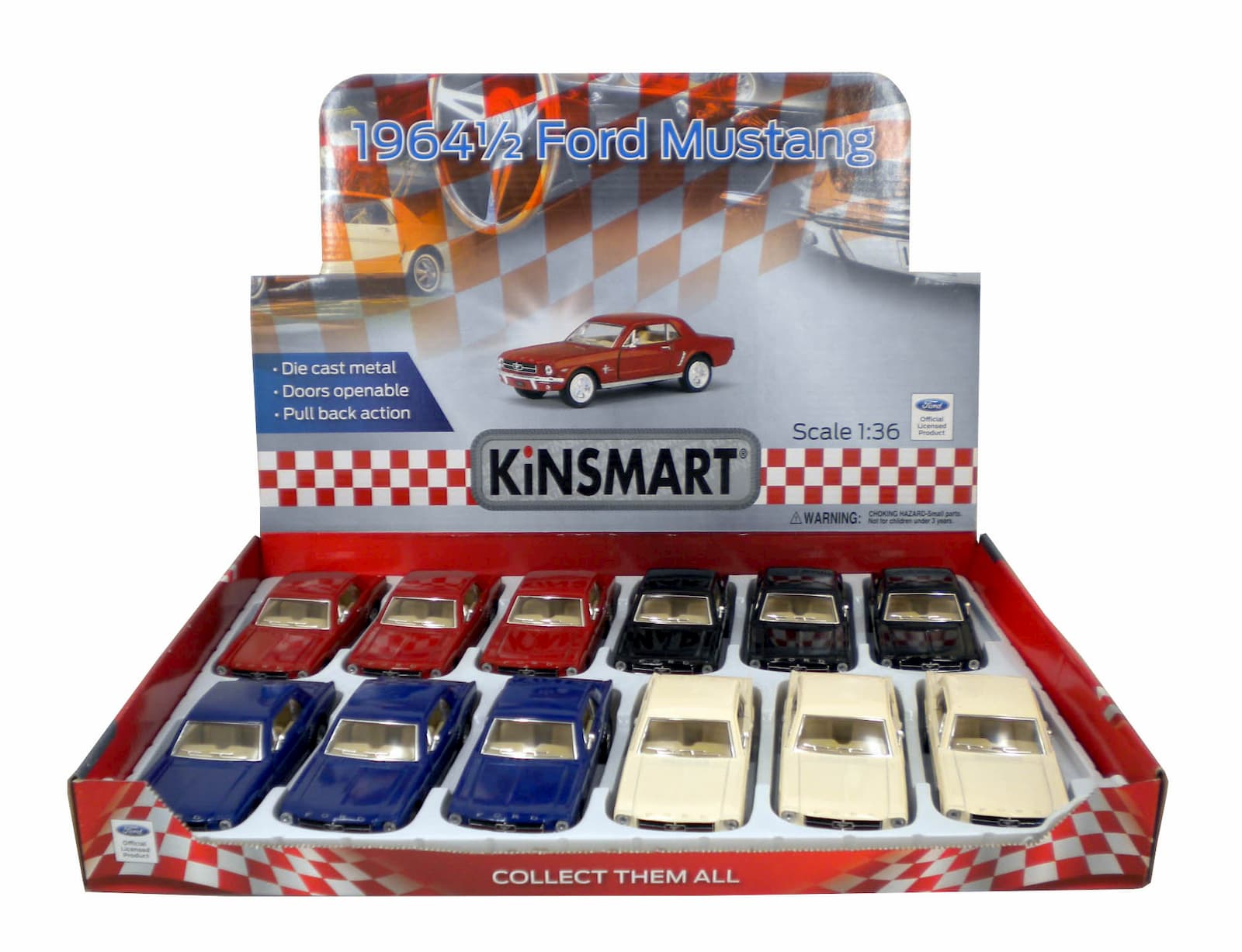 Металлическая машинка Kinsmart 1:36 «1964 1/2 Ford Mustang» KT5351D, инерционная / Красный