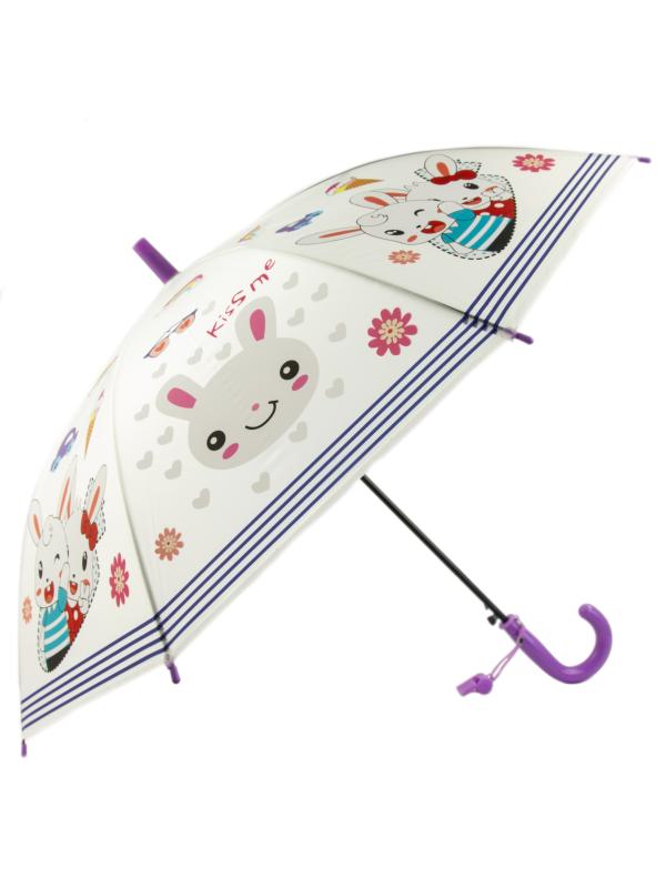 Зонтик детский со свистком, полуавтомат, 80 см., 43413 / Фиолетовый