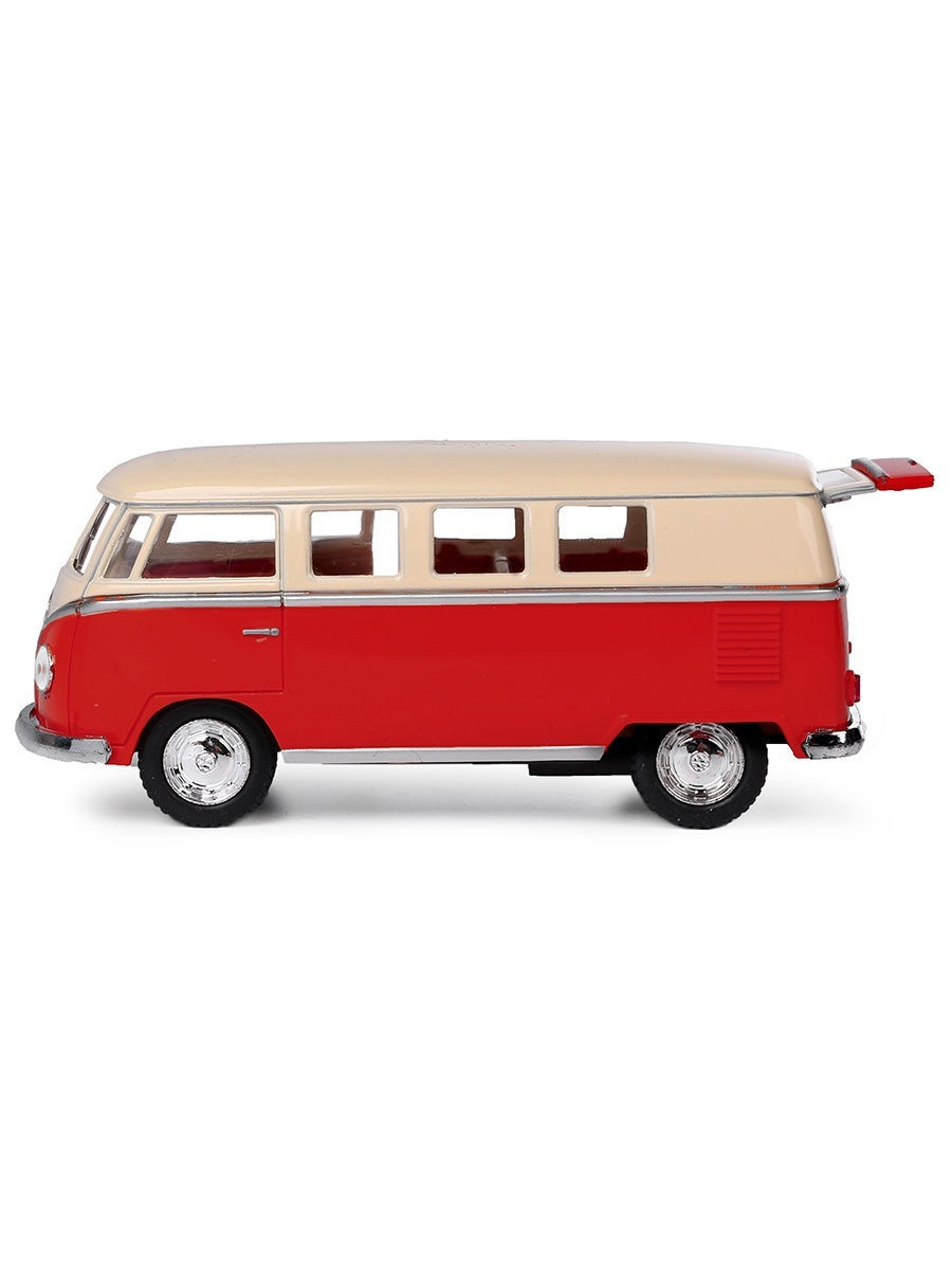 Металлическая машинка Kinsmart 1:32 «1962 Volkswagen Classical Bus (Ivory Top)» KT5377D инерционная / Красный