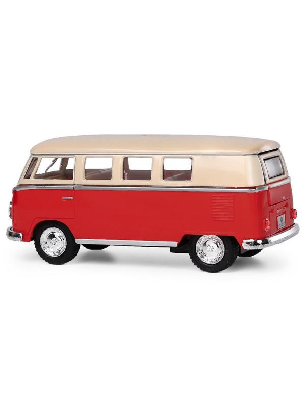Металлическая машинка Kinsmart 1:32 «1962 Volkswagen Classical Bus (Ivory Top)» KT5377D инерционная / Красный