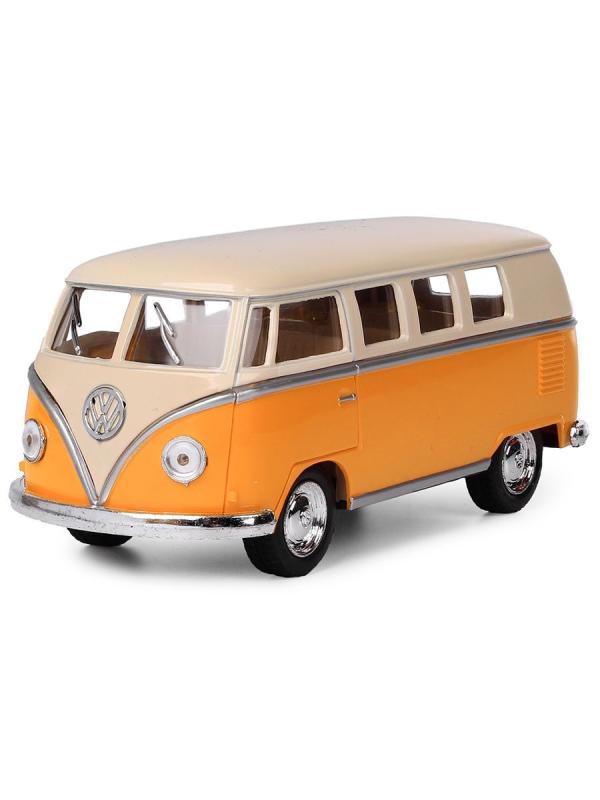 Металлическая машинка Kinsmart 1:32 «1962 Volkswagen Classical Bus (Ivory Top)» KT5377D инерционная / Желтый