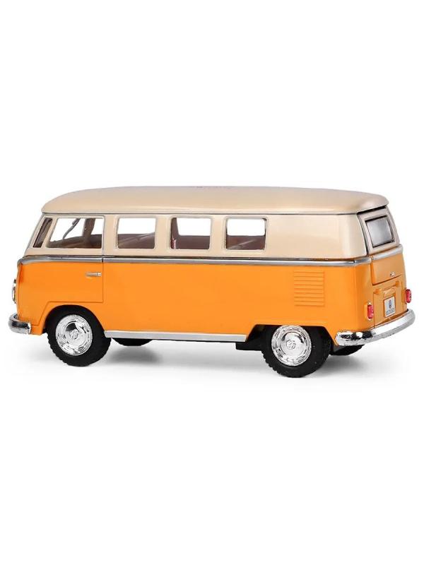 Металлическая машинка Kinsmart 1:32 «1962 Volkswagen Classical Bus (Ivory Top)» KT5377D инерционная / Желтый