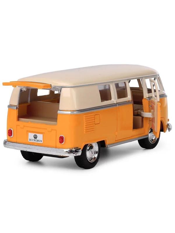 Металлическая машинка Kinsmart 1:32 «1962 Volkswagen Classical Bus (Ivory Top)» KT5377D инерционная / Желтый