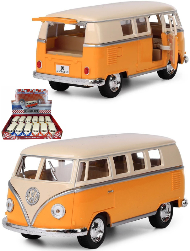 Металлическая машинка Kinsmart 1:32 «1962 Volkswagen Classical Bus (Ivory Top)» KT5377D инерционная / Желтый