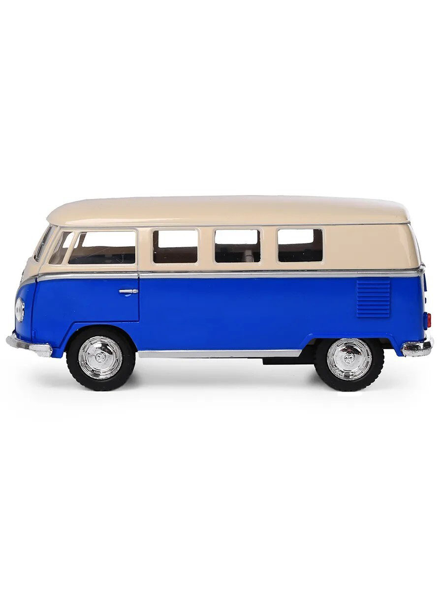 Металлическая машинка Kinsmart 1:32 «1962 Volkswagen Classical Bus (Ivory Top)» KT5377D инерционная / Синий