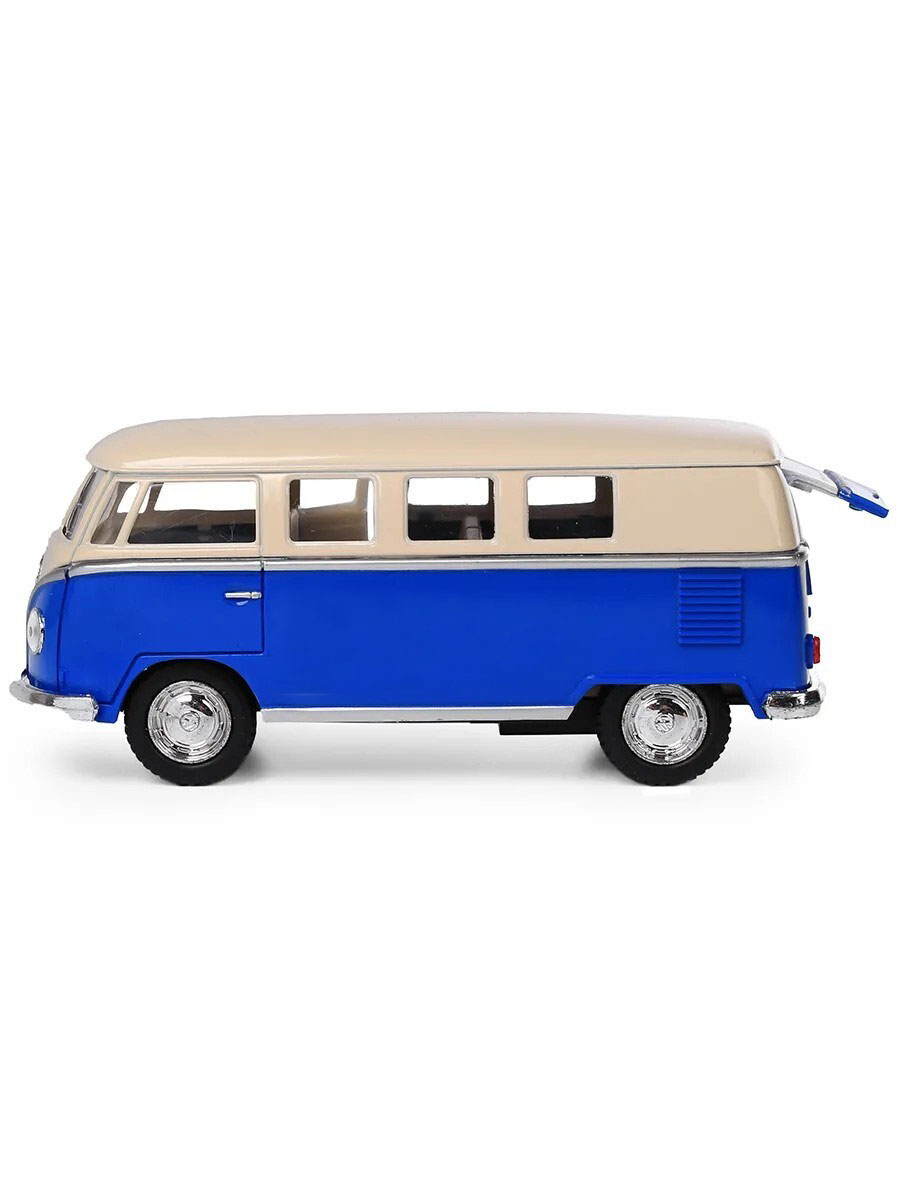 Металлическая машинка Kinsmart 1:32 «1962 Volkswagen Classical Bus (Ivory Top)» KT5377D инерционная / Синий