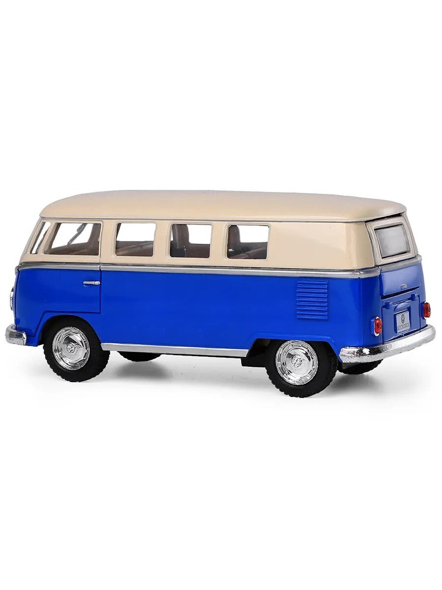 Металлическая машинка Kinsmart 1:32 «1962 Volkswagen Classical Bus (Ivory Top)» KT5377D инерционная / Синий