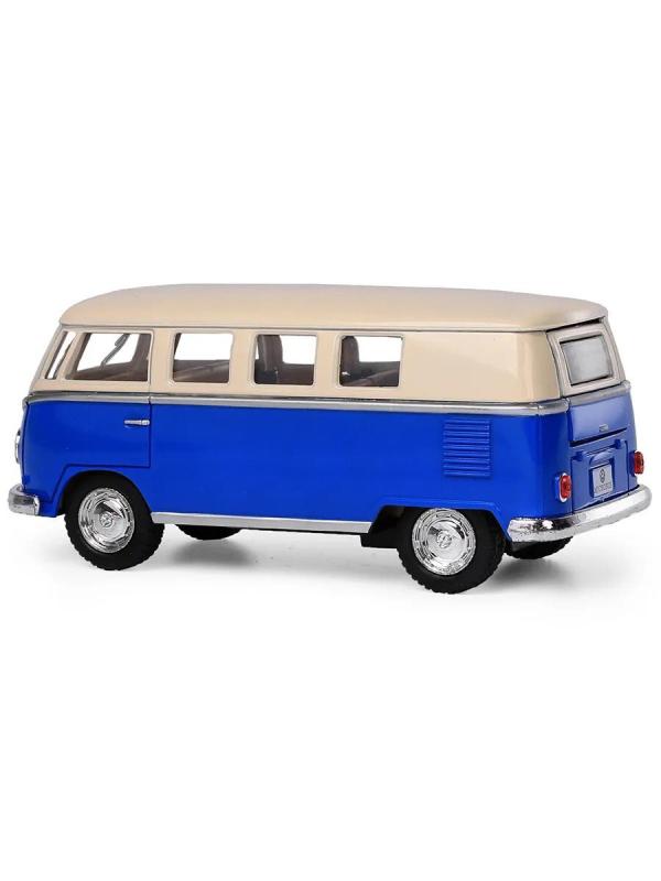 Металлическая машинка Kinsmart 1:32 «1962 Volkswagen Classical Bus (Ivory Top)» KT5377D инерционная / Синий