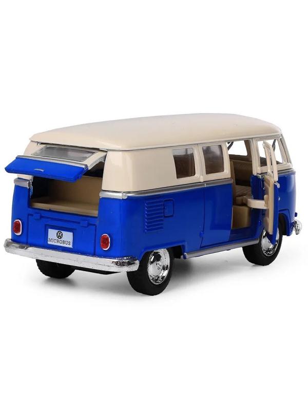 Металлическая машинка Kinsmart 1:32 «1962 Volkswagen Classical Bus (Ivory Top)» KT5377D инерционная / Синий