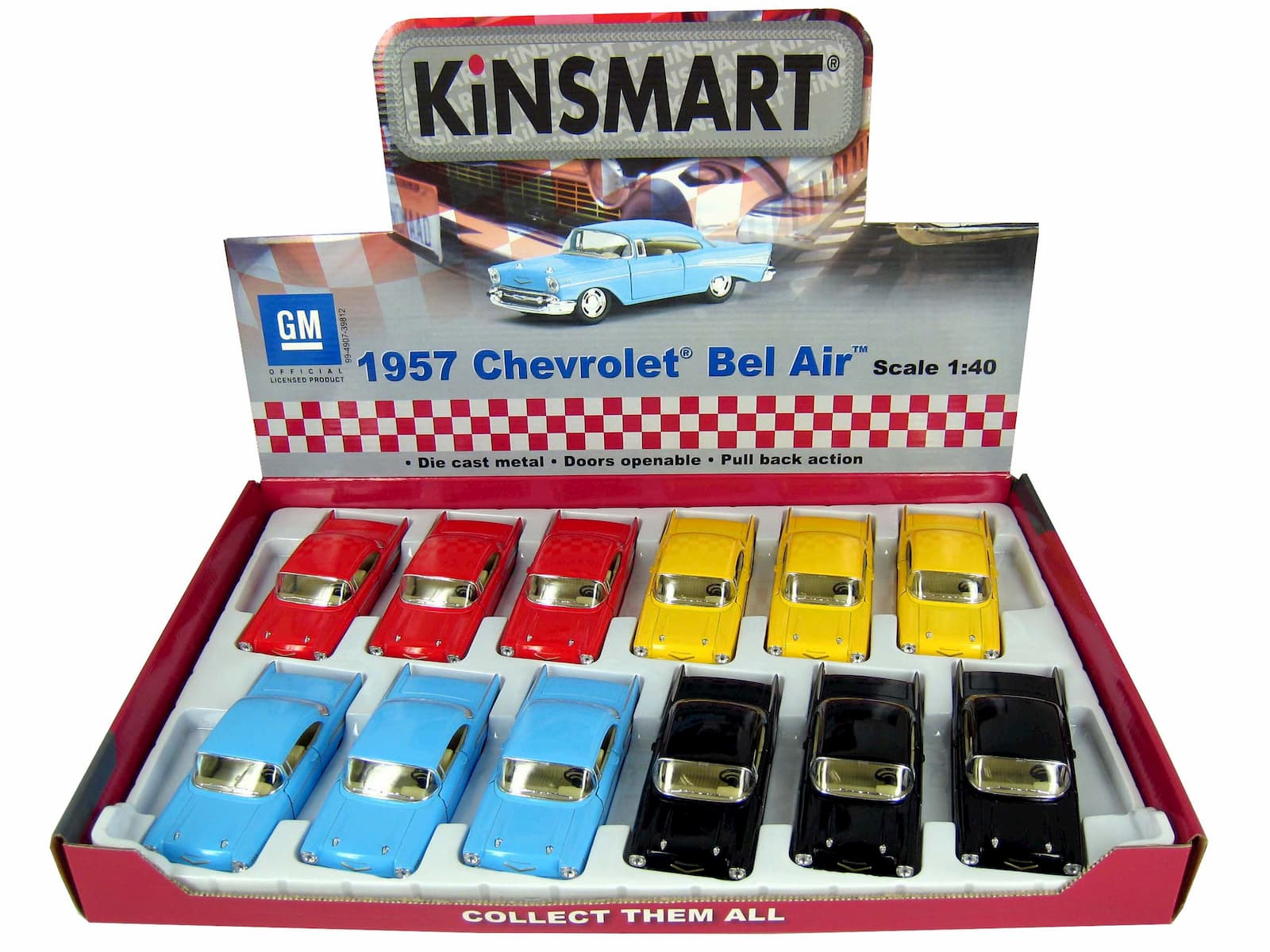 Металлическая машинка Kinsmart 1:40 «1957 Chevrolet Bel Air» KT5313D, инерционная / Черный