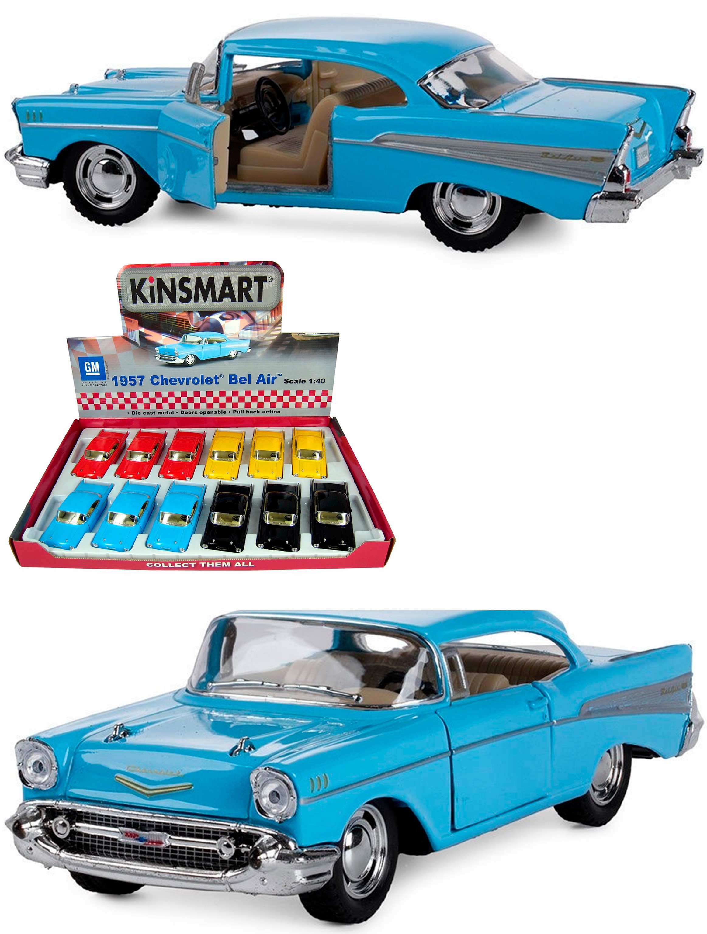 Металлическая машинка Kinsmart 1:40 «1957 Chevrolet Bel Air» KT5313D, инерционная / Голубой