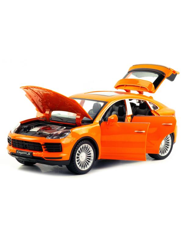 Металлическая машинка XHD 1:24 «Porsche Cayenne Turbo S» 2402 инерционная, свет, звук / Оранжевый
