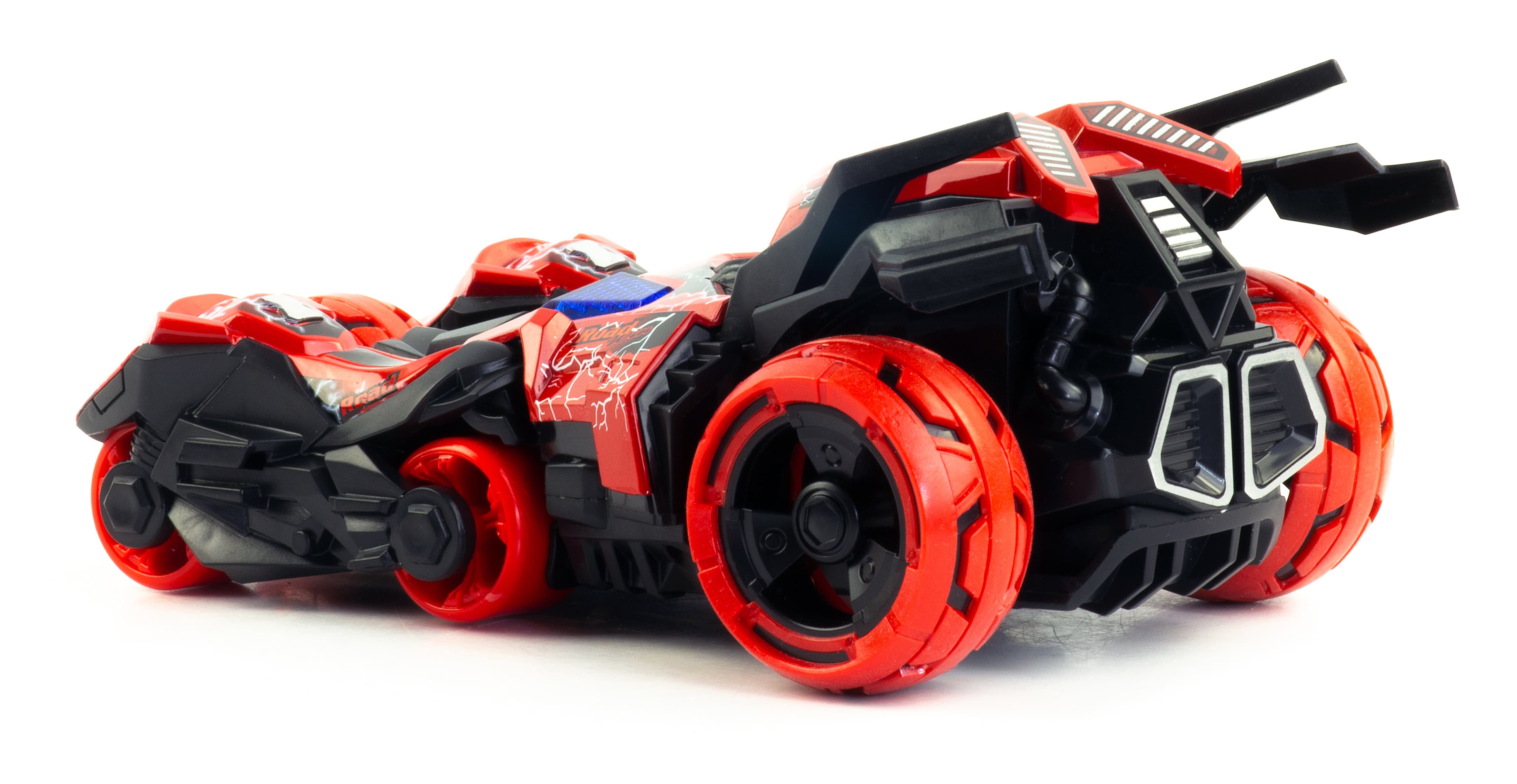 Металлическая машина-мотоцикл 1:32 «Бэтмобиль» 3 в 1 MY66-M2221 18 см. инерционный, свет, звук / Красный