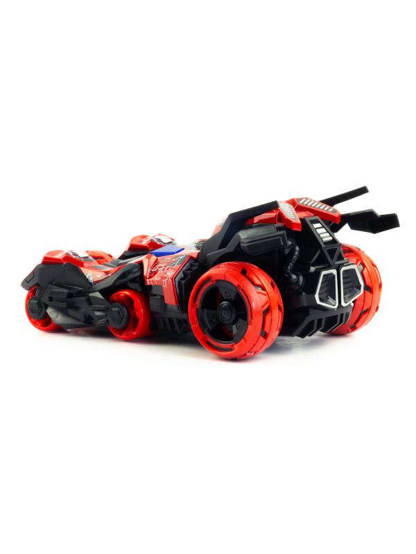 Металлическая машина-мотоцикл 1:32 «Бэтмобиль» 3 в 1 MY66-M2221 18 см. инерционный, свет, звук / Красный