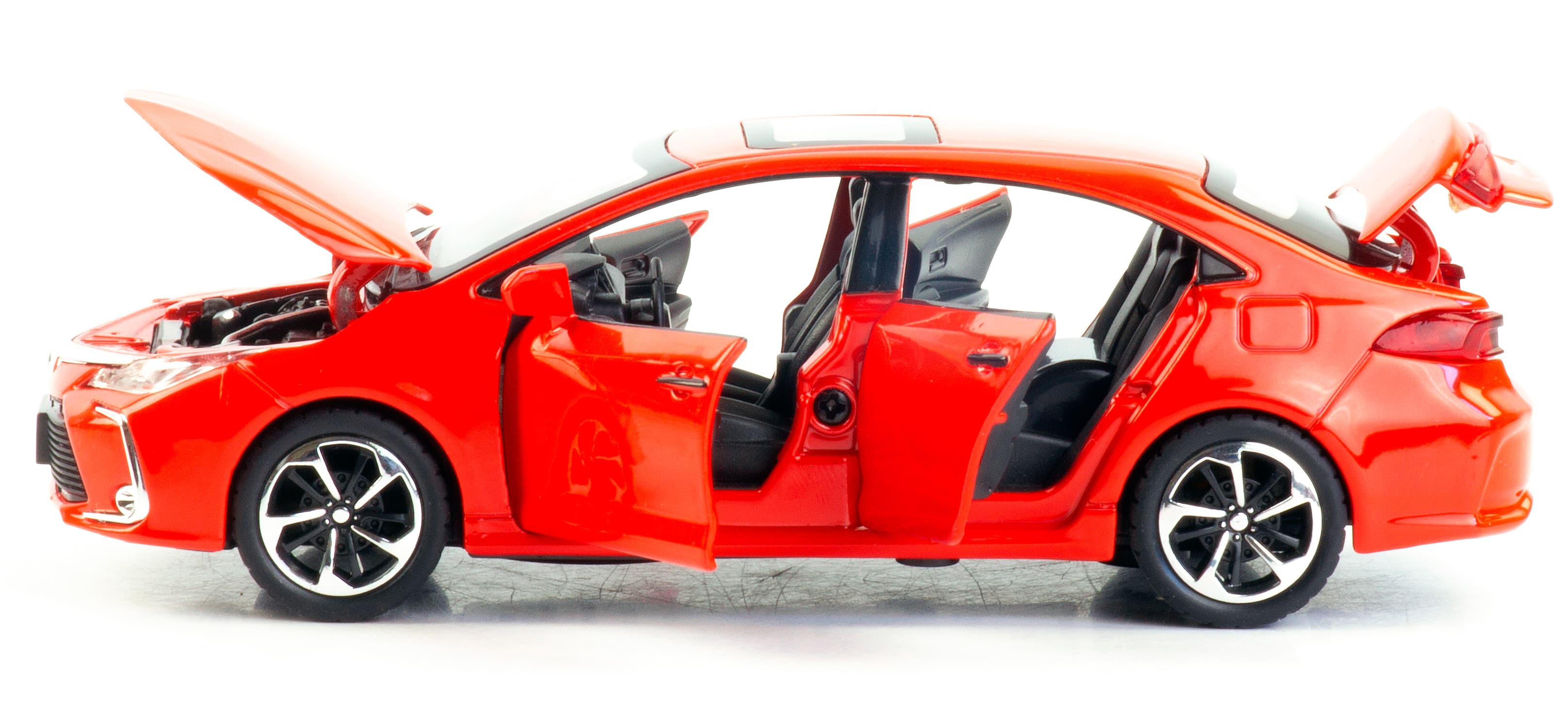 Металлическая машинка Che Zhi 1:32 «Toyota Corolla» CZ40A 15.2 см. инерционная, свет, звук / Красный