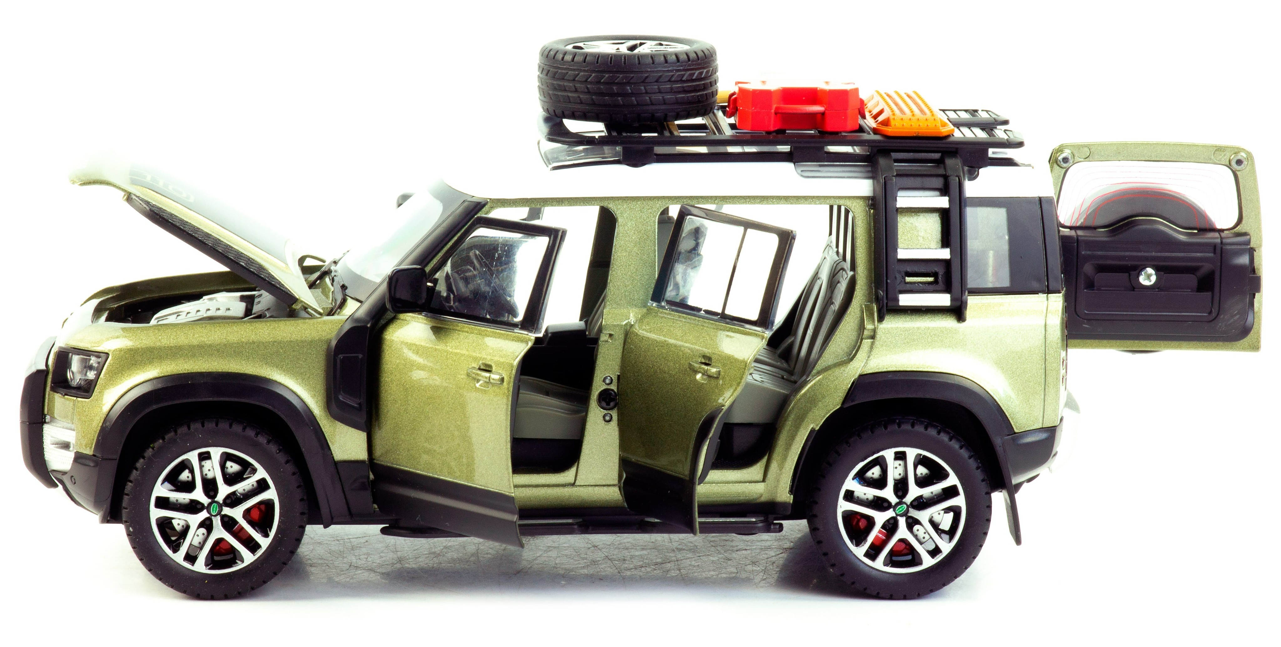 Металлическая машинка Minyore 1:22 «Land Rover Defender 110SH» 0783-346, 22 см., звук, свет, инерционная / Золотистый