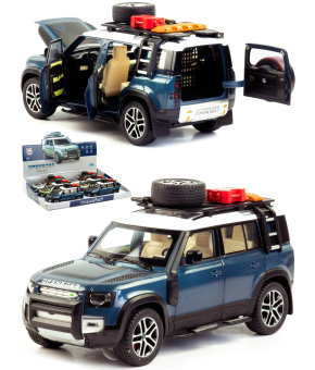 Металлическая машинка Minyore 1:22 «Land Rover Defender 110SH» 0783-346, 22 см., звук, свет, инерционная / Синий