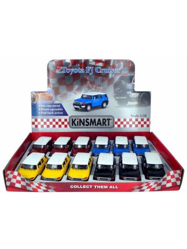 Металлическая машинка Kinsmart 1:36 «Toyota FJ Cruiser» KT5343D, инерционная / Желтый