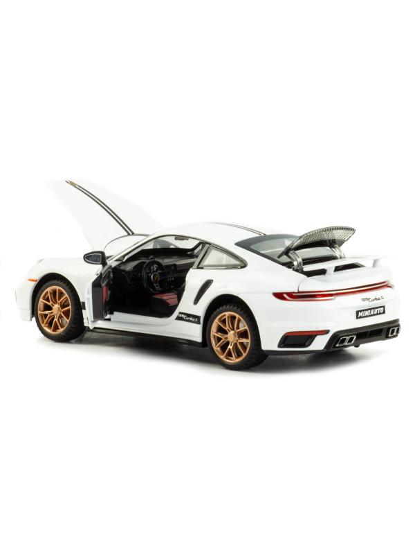 Металлическая машинка Mini Auto 1:24 «Porsche 911 Turbo S» 2404В, свет, звук, инерционная / Белый