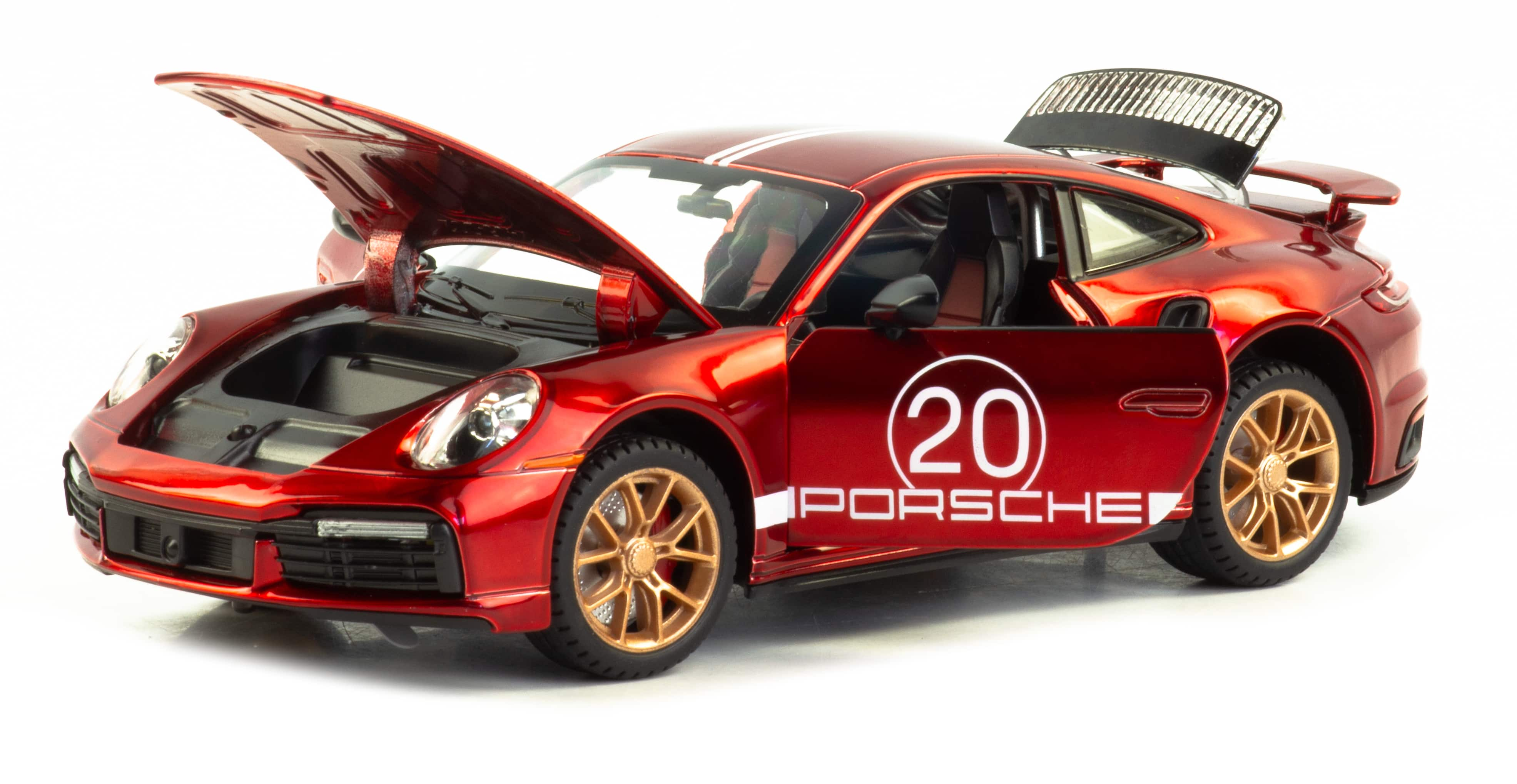 Металлическая машинка Mini Auto 1:24 «Porsche 911 Turbo S» 2404В, свет, звук, инерционная / Красный