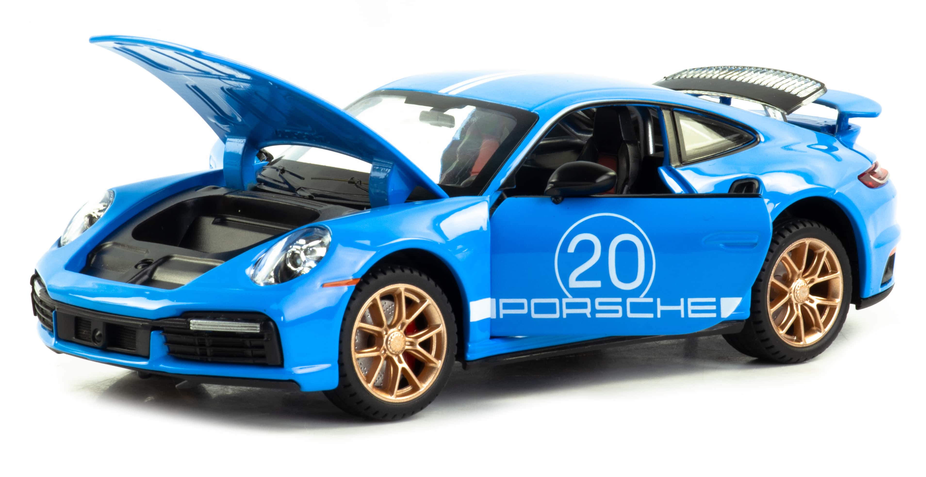 Металлическая машинка Mini Auto 1:24 «Porsche 911 Turbo S» 2404В, свет, звук, инерционная / Синий