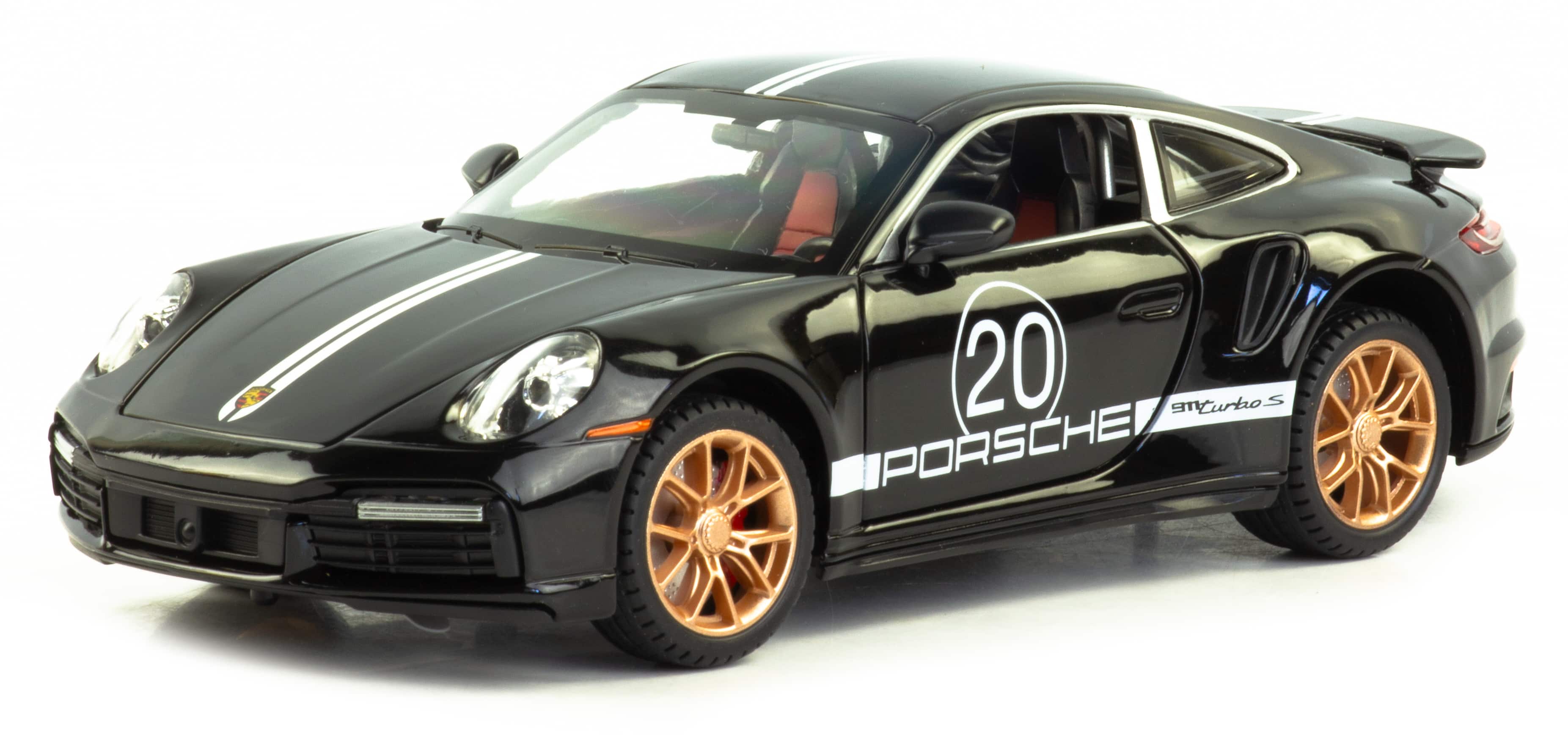 Металлическая машинка Mini Auto 1:24 «Porsche 911 Turbo S» 2404В, свет, звук, инерционная / Черный