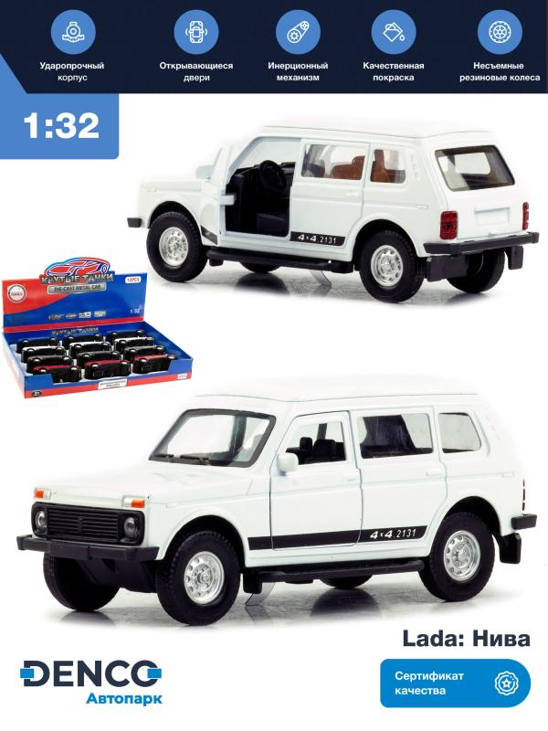 Металлическая машинка 1:32 «Нива» А1813-12D, инерционная, свет, звук / Белый