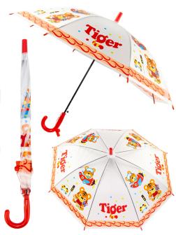 Зонтик детский «Животные» со свистком, полуавтомат, матовый, 80 см., 43410 / Красный