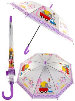 Зонтик детский «Животные» со свистком, полуавтомат, матовый, 80 см., 43410 / Фиолетовый
