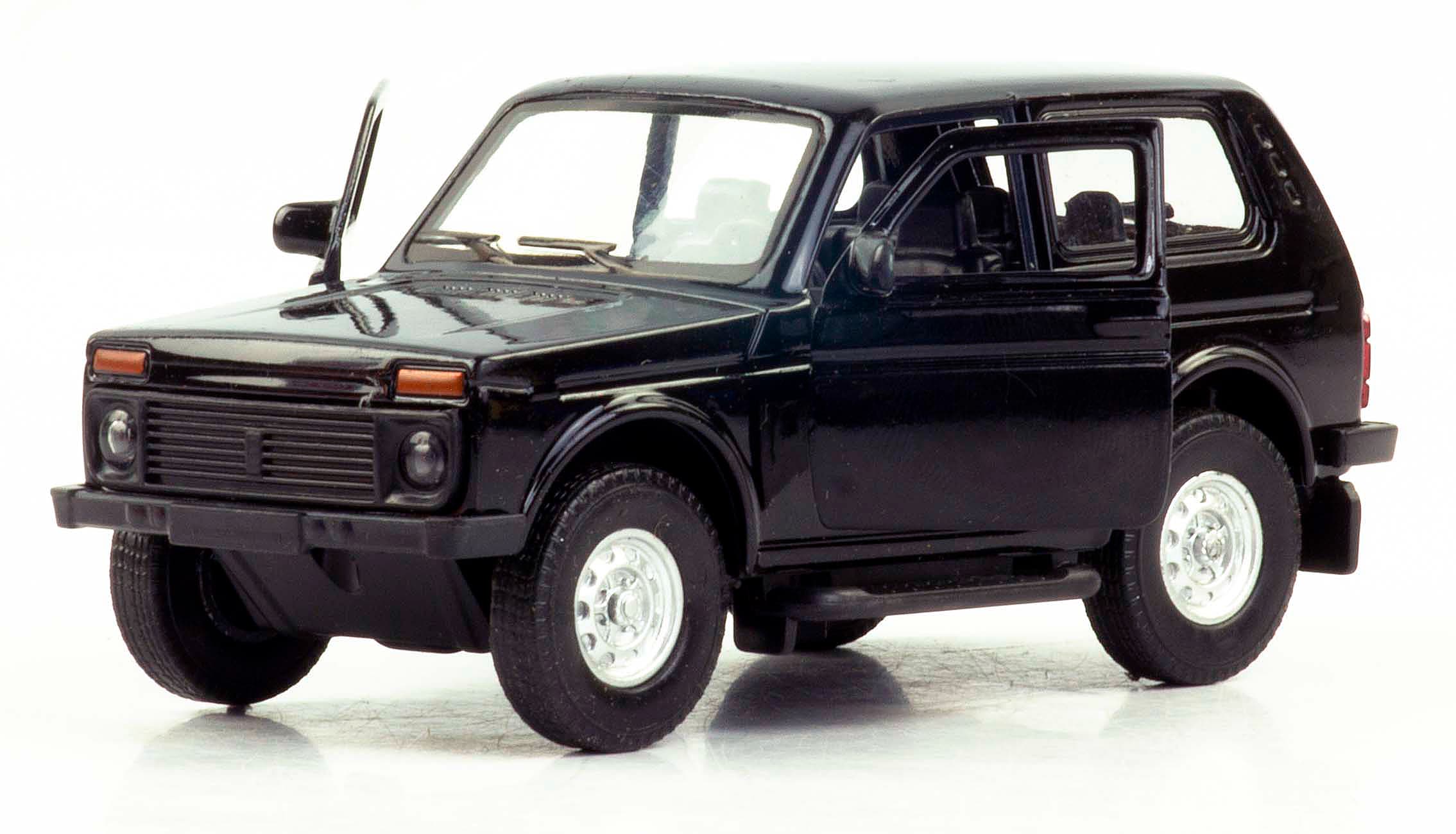 Металлическая машинка 1:32 «Нива» А181-182D свет и звук, инерционная / Черный