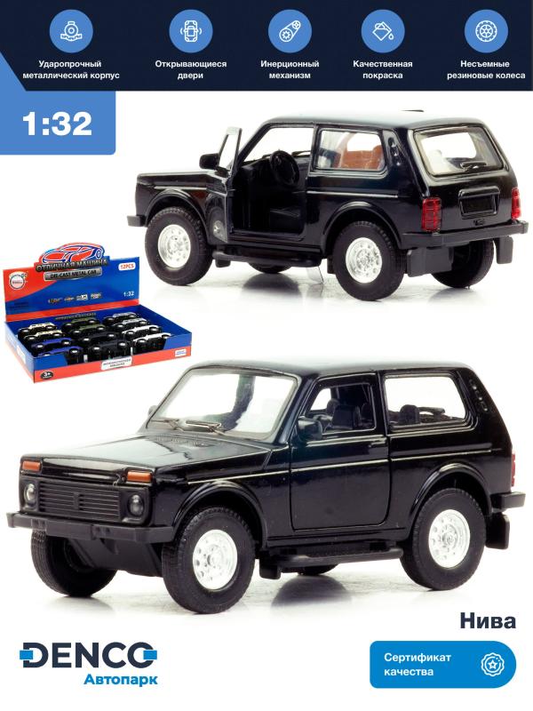 Металлическая машинка 1:32 «Нива» А181-182D свет и звук, инерционная / Черный