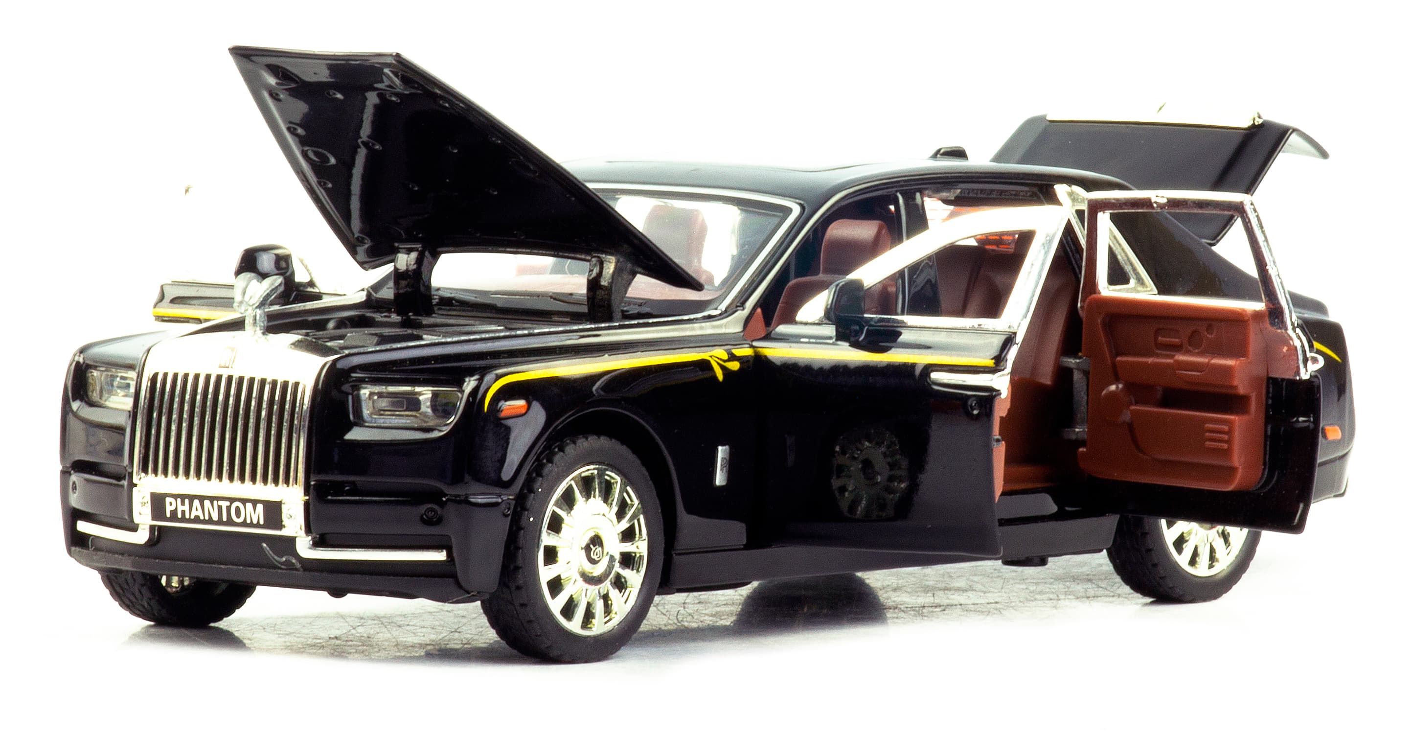 Металлическая машинка Newao Model 1:32 «Rolls-Royce Phantom» XA3229B, 17 см., инерционная, свет, звук / Черный