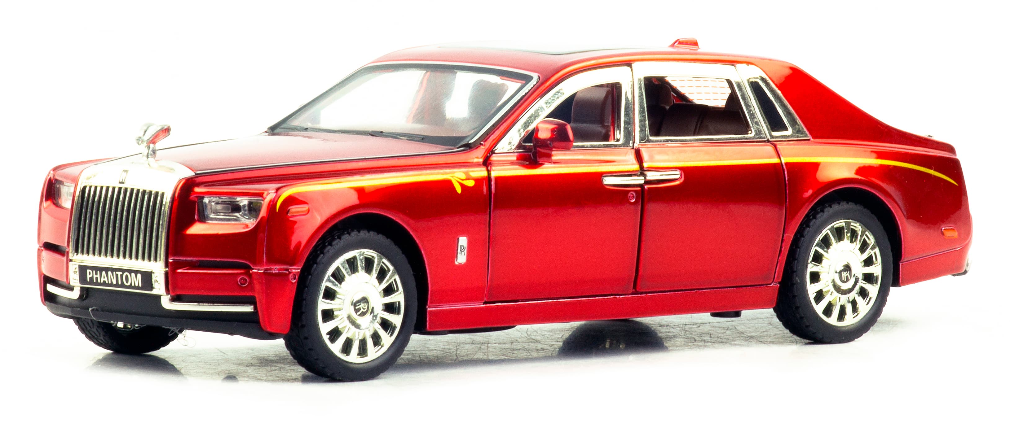 Металлическая машинка Newao Model 1:32 «Rolls-Royce Phantom» XA3229B, 17 см., инерционная, свет, звук / Красный